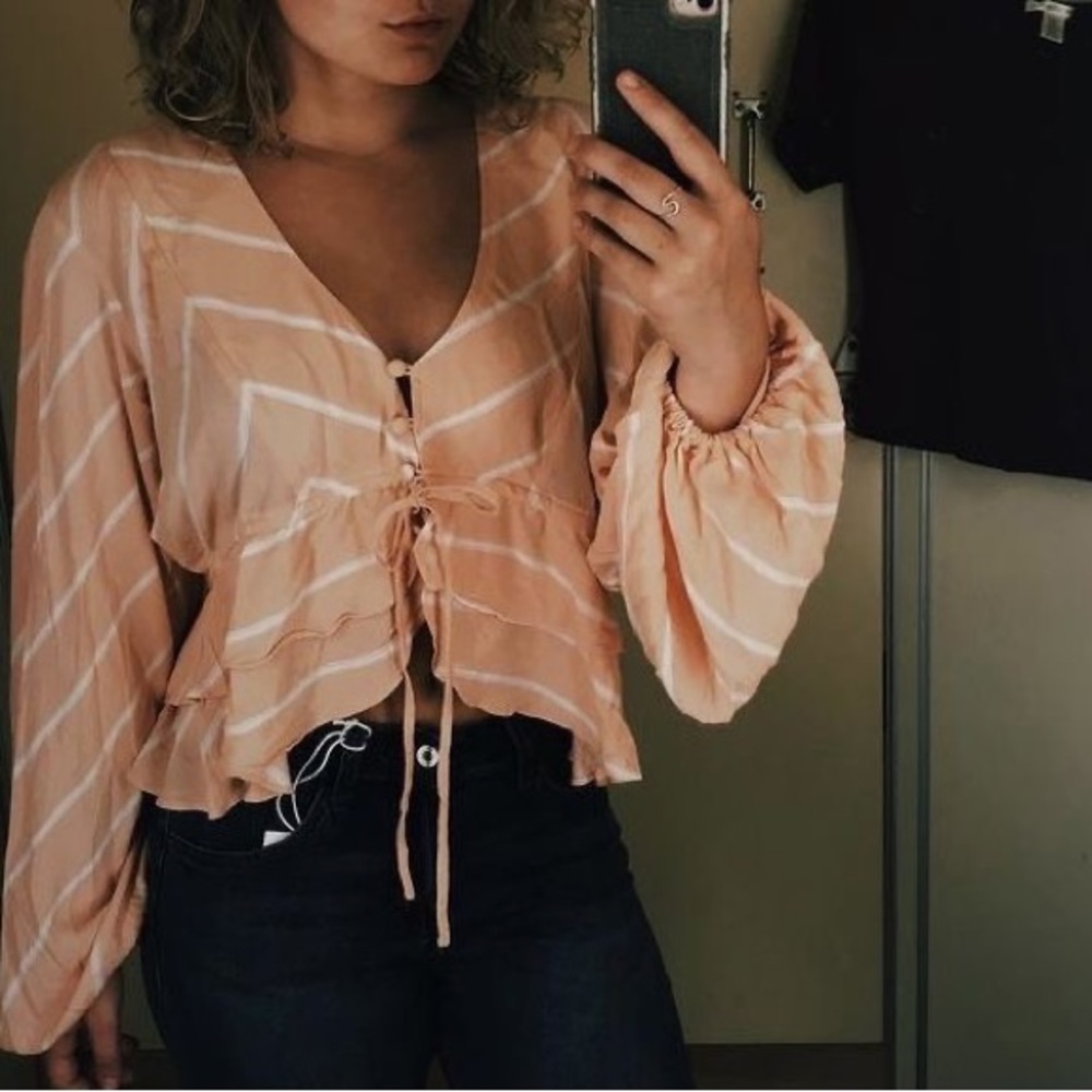 Free People Samifran Striped Ruffle Top - Picture 6 of 6